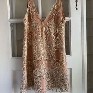 Nude sequin embroidered Free People mini dress